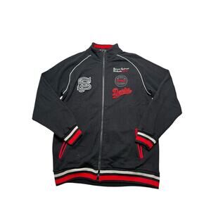 Vintage Y2K South Pole Fleece Black Jacket W/ Patches Men's Sz XL Full Zip Baggy